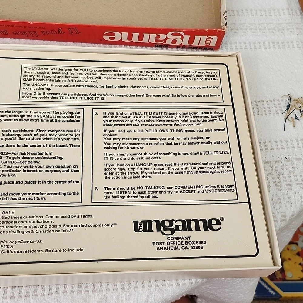 VINTAGE THE UNGAME 1975 Special Christian Version Family Board Game HOMESCHOOL